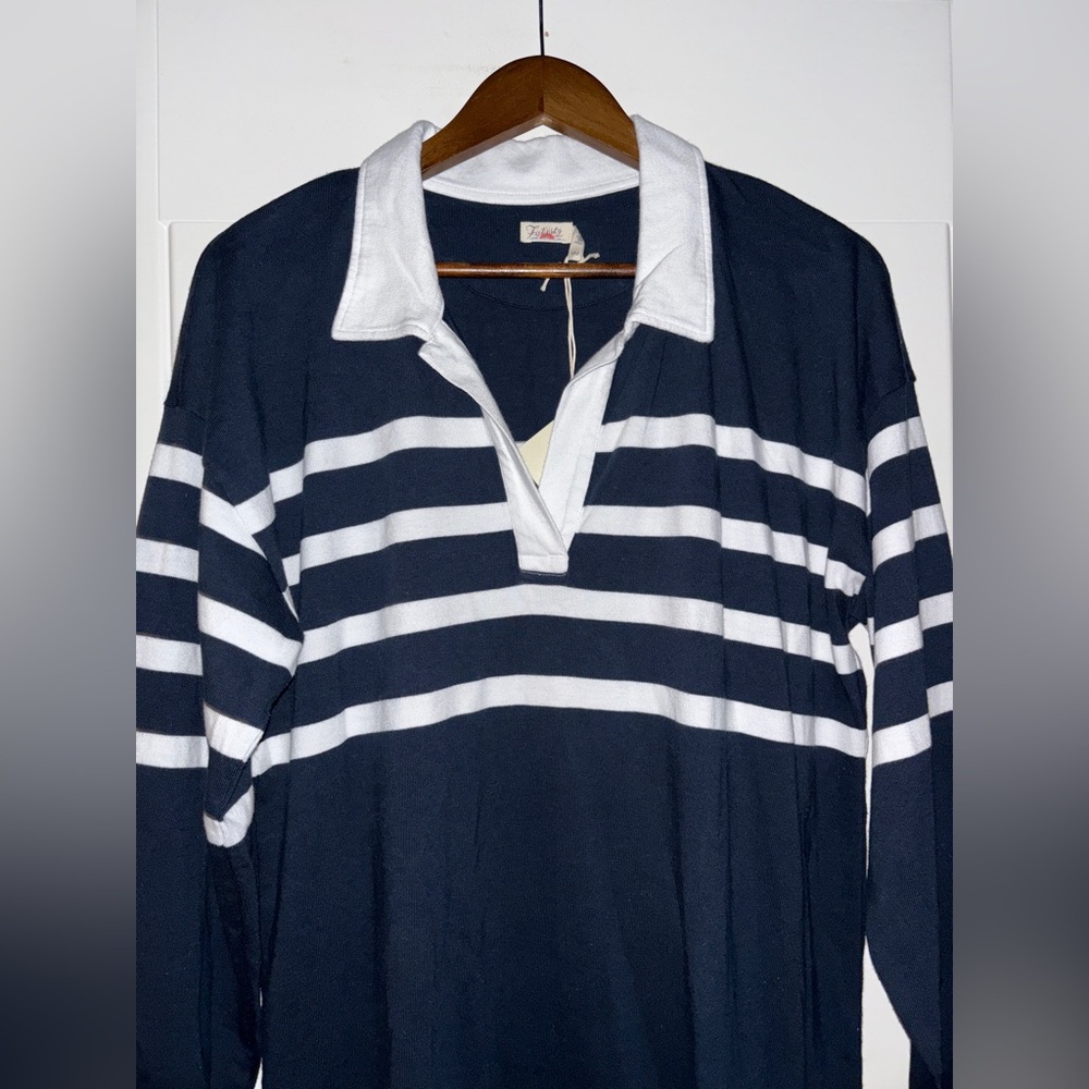 Faherty Jersey Dress Cape May Stripe Size L NEW Preppy Sporty Chic Coastal Cool - Picture 4 of 9
